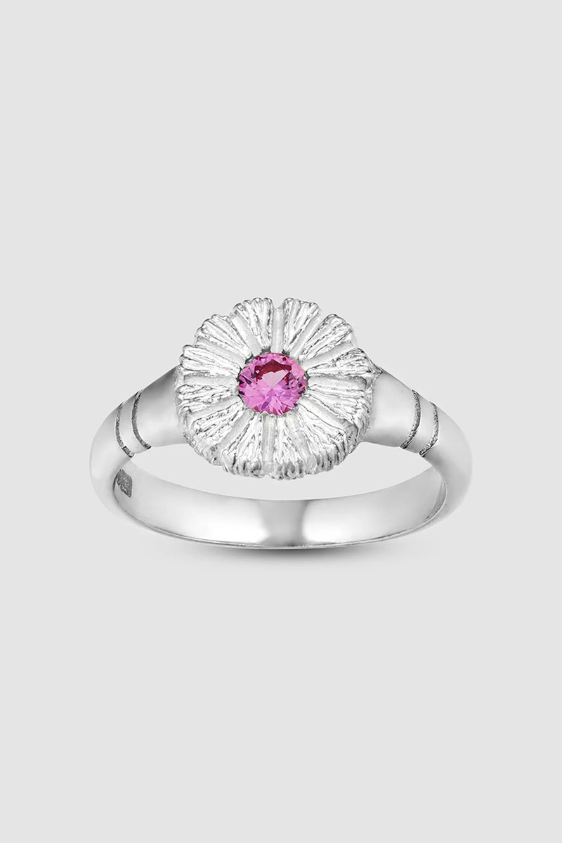 Flower Press Ring - Silver