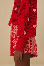 Handmade Hearts Knit Sweater - Pink/Red