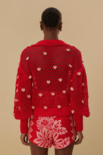 Handmade Hearts Knit Sweater - Pink/Red