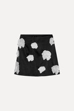 Flower Satin Mini Skirt - Black