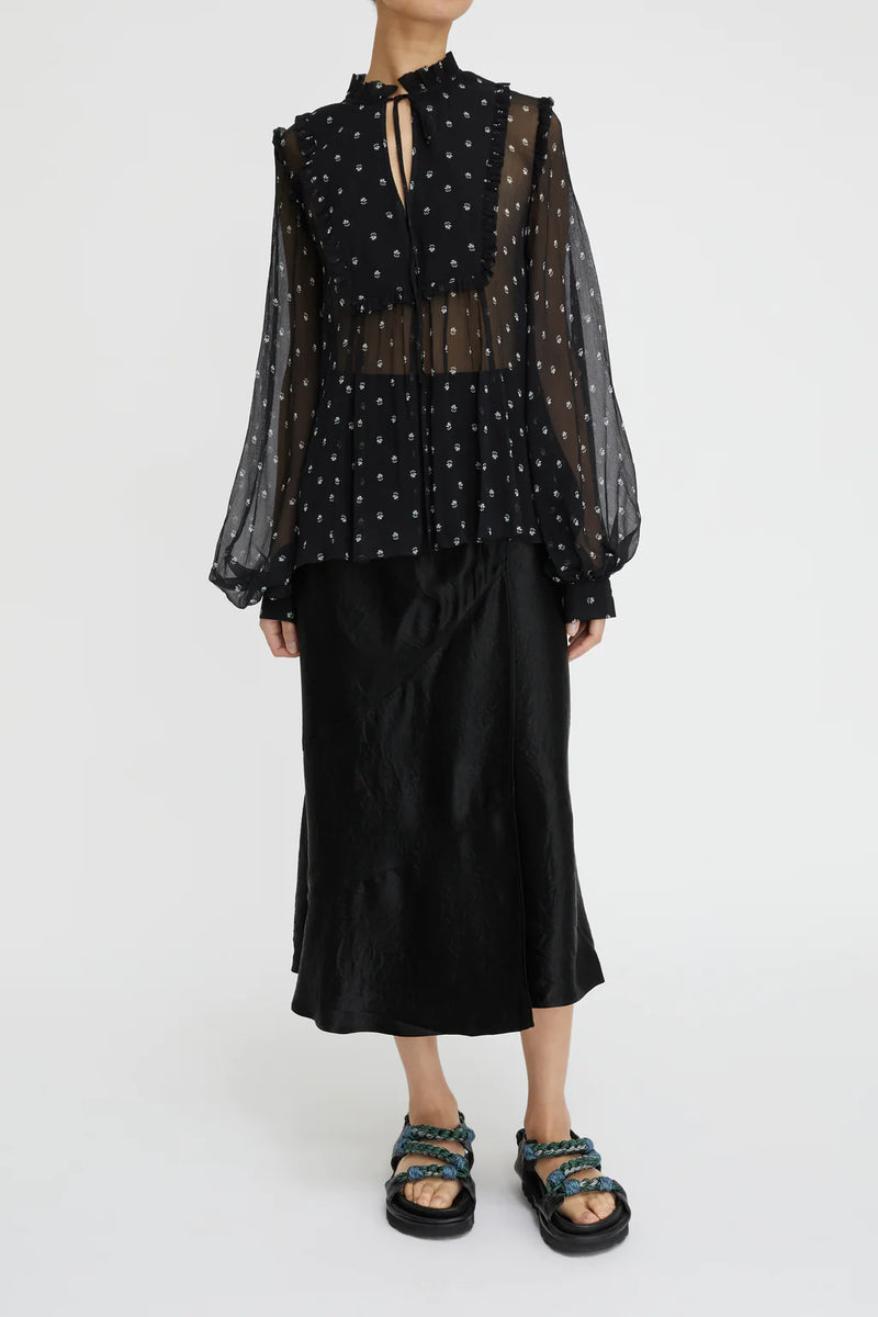 Clemence Blouse - Black Ditsy