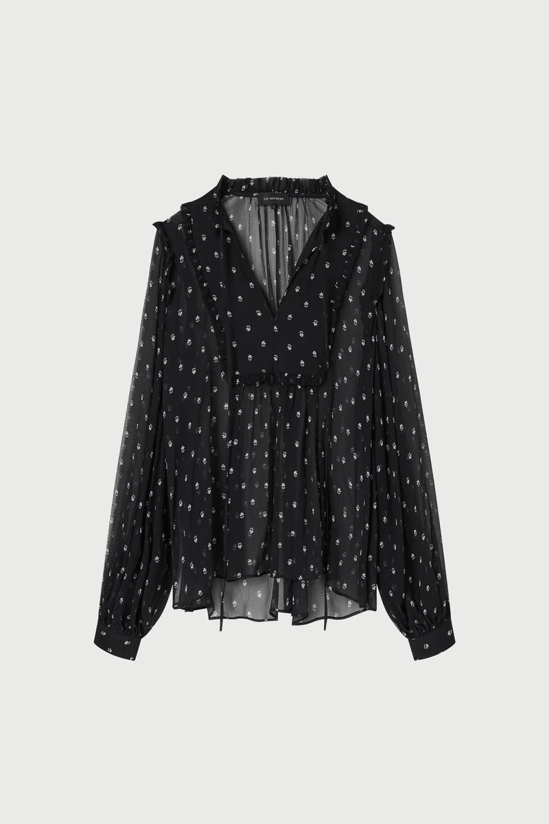 Clemence Blouse - Black Ditsy