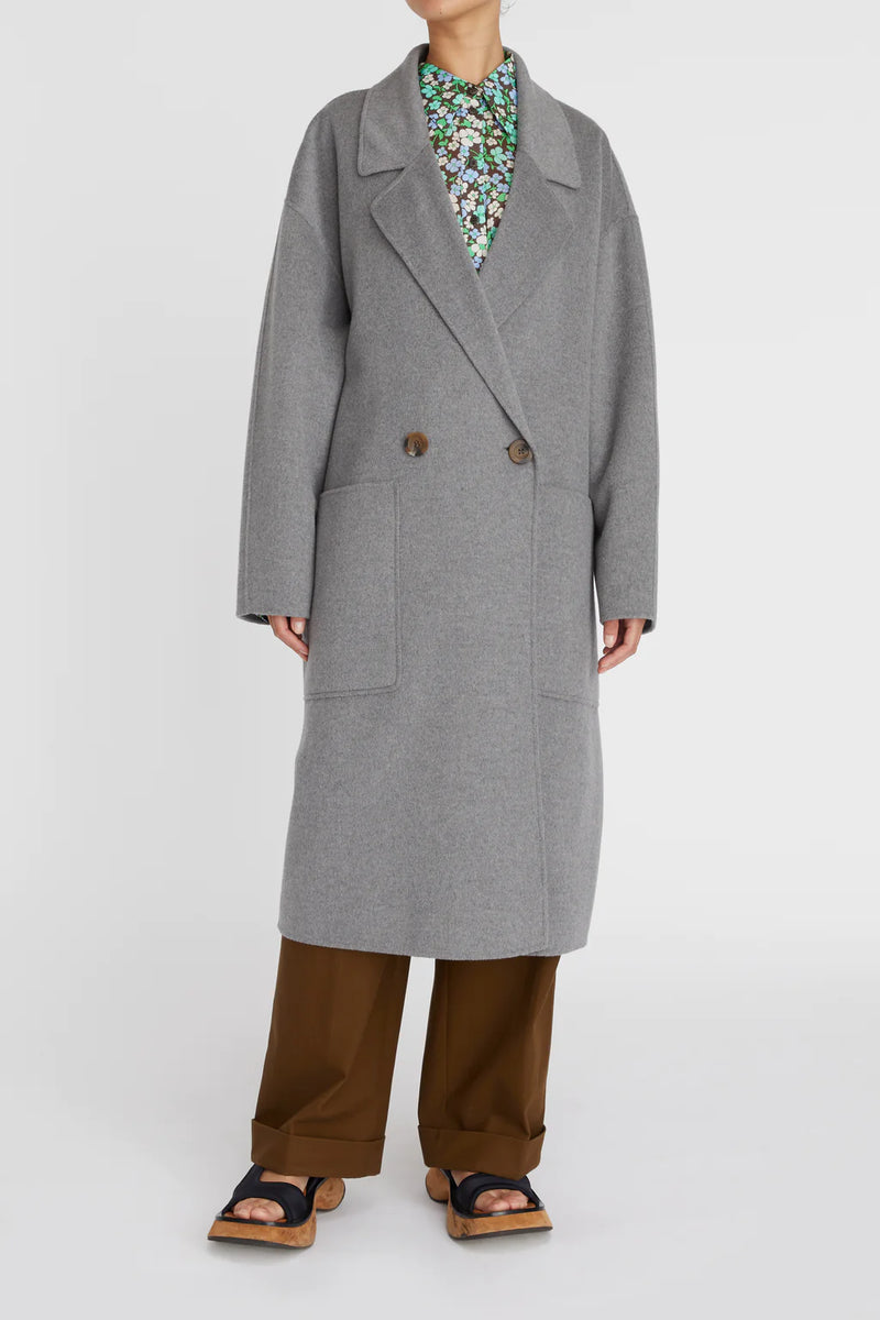 Florentine Cashmere Cocoon Coat - Grey Marle