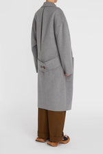 Florentine Cashmere Cocoon Coat - Grey Marle