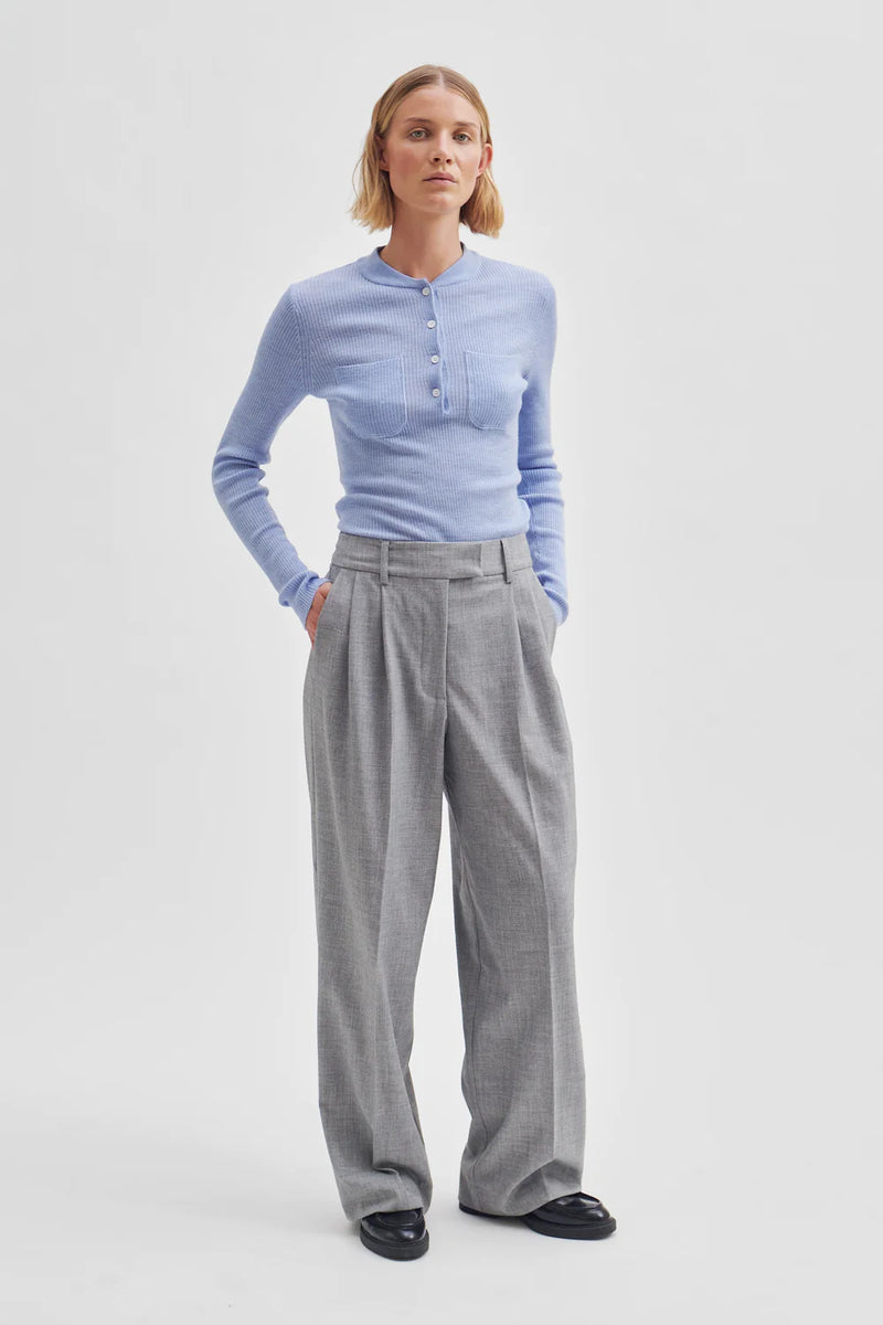 Evali Trousers - Light Grey Melange