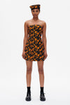 Acora Dress - Orange Black Flower