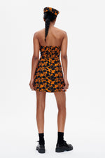 Acora Dress - Orange Black Flower