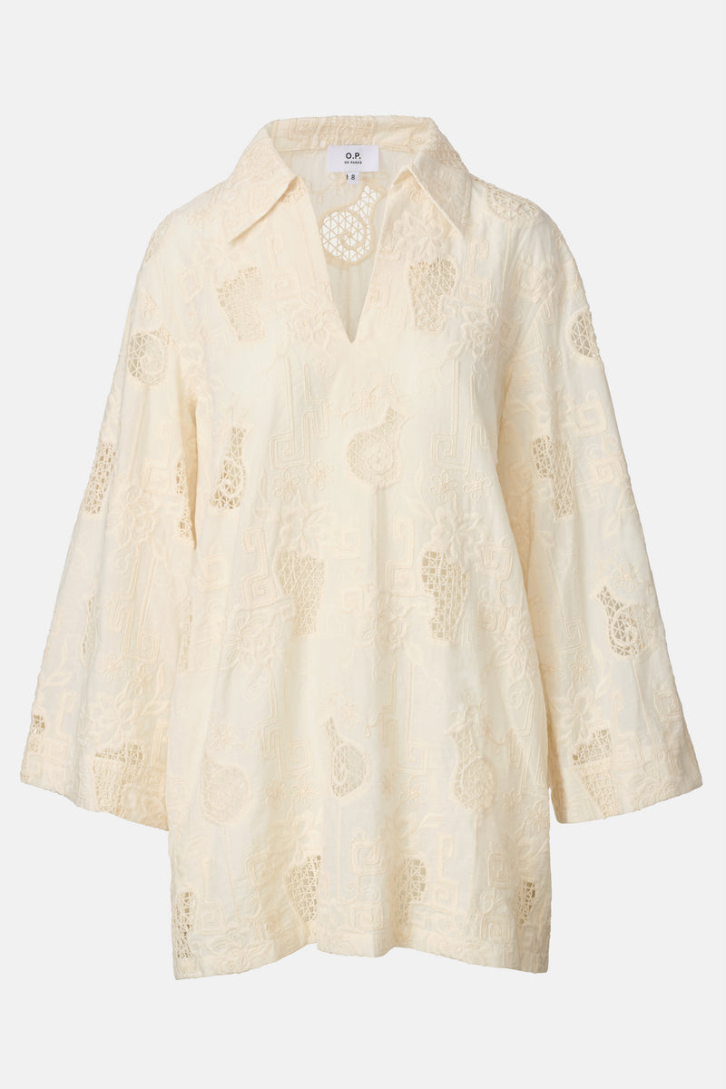 Palma Dress - Cream Embroidery