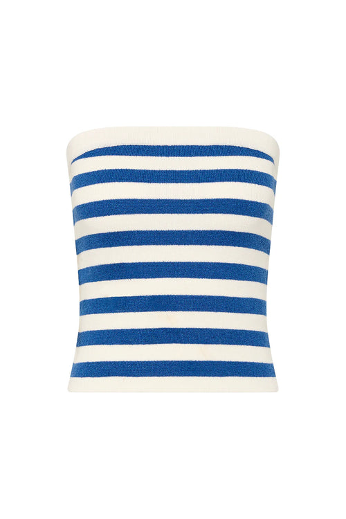 Ari Strapless Top - Blue Stripe