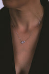 Hera Necklace -  White Gold double star necklace diamond