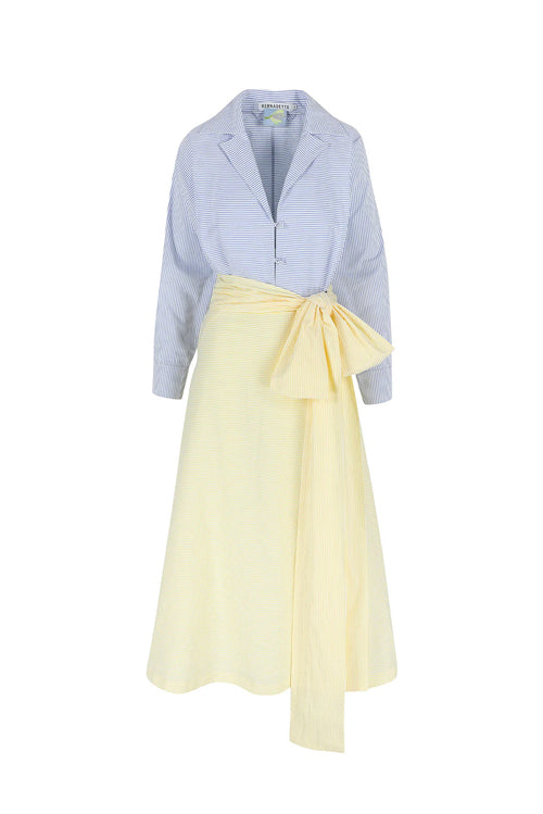 Clarence Dress - Blue, White, Yellow