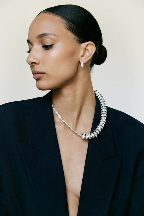 Diamond Box Chain Necklace - Silver