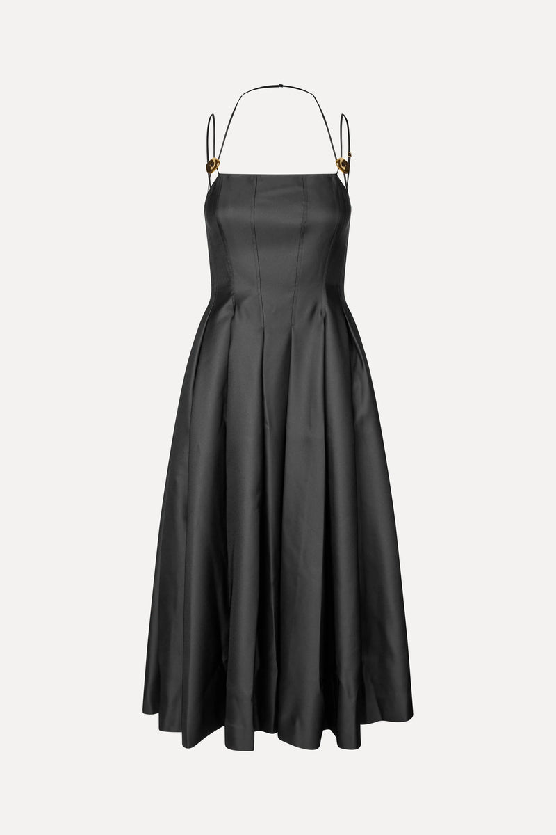 Satin Tailoring Dress - Black