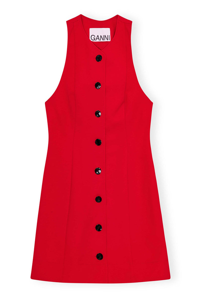 Light Twill Suiting Mini Dress - Barbados Cherry