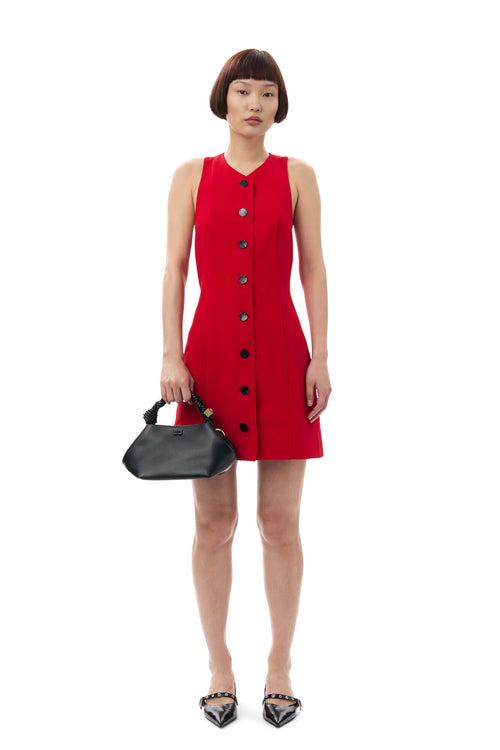 Light Twill Suiting Mini Dress - Barbados Cherry