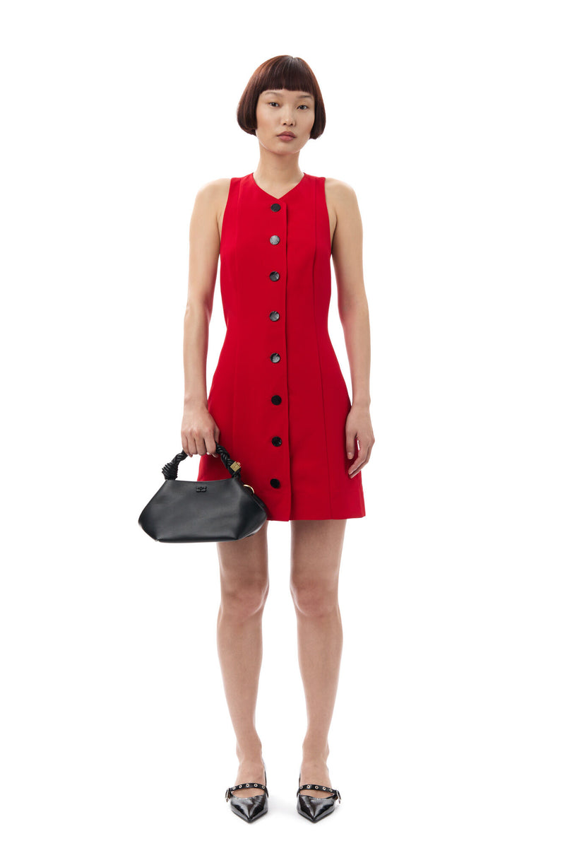 Light Twill Suiting Mini Dress - Barbados Cherry