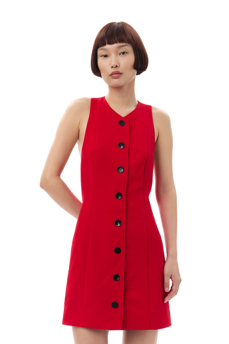 Light Twill Suiting Mini Dress - Barbados Cherry