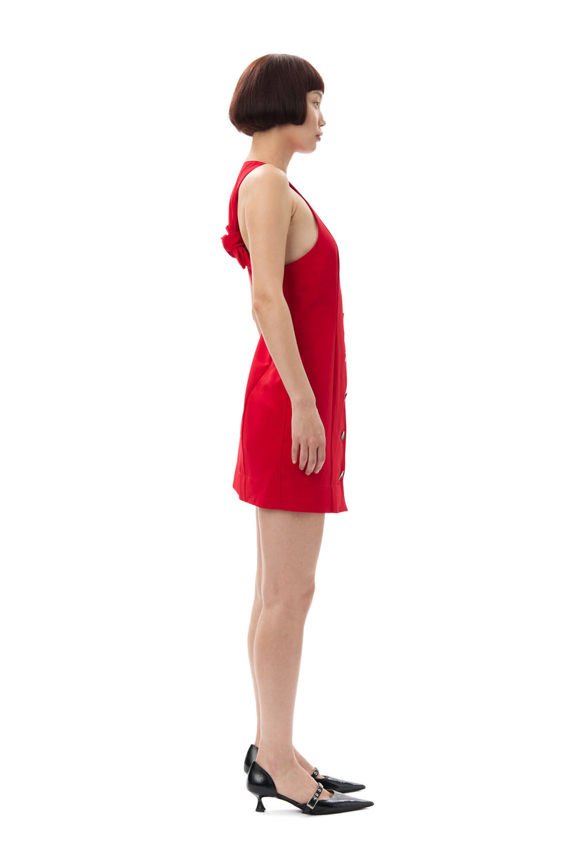 Light Twill Suiting Mini Dress - Barbados Cherry