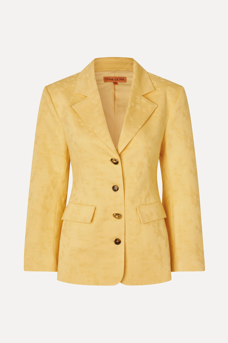 Textured Cotton Jacquard Tailored Jacket - Mimosa