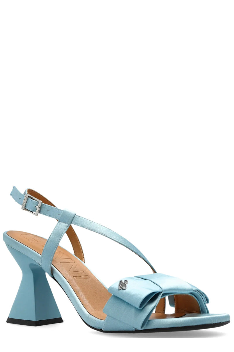 Big Bow High Heel Sandal Satin - Icy Blue
