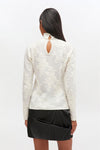 GANNI Sheer Flower Jacquard Mockneck - Egret