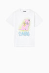 Basic Cotton Jersey Neon Kitty T.Shirt - Bright White
