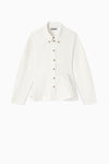 GANNI Stretch Cotton Peplum Shirt - Egret