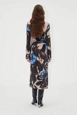 Gathered Long Sleeve Midi Dress - Eccentric Floral