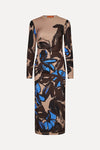 Gathered Long Sleeve Midi Dress - Eccentric Floral