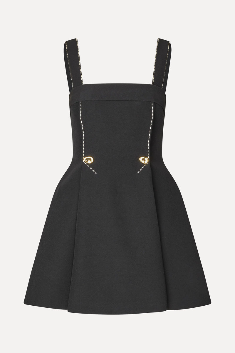 Structured Crepe Mini Dress - Black