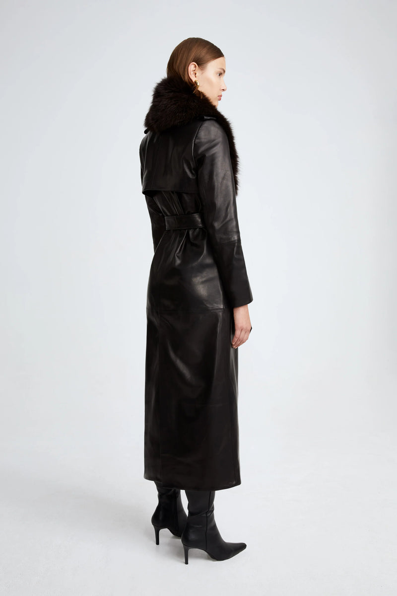 Dakota Coat - Black (Espresso Collar)