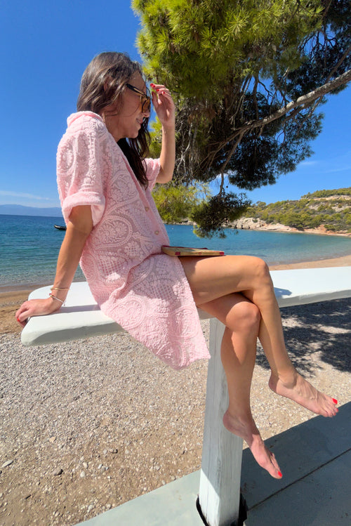 Lila Crochet Dress - Bubblegum Pink