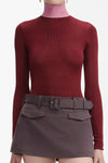 Contrast Knit Top - Burgundy