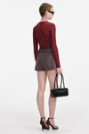 Contrast Knit Top - Burgundy