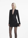 Jersey Rhinestone Mini Dress - Black
