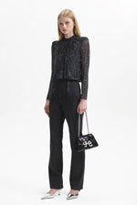 Rhinestone Mesh Top - Black