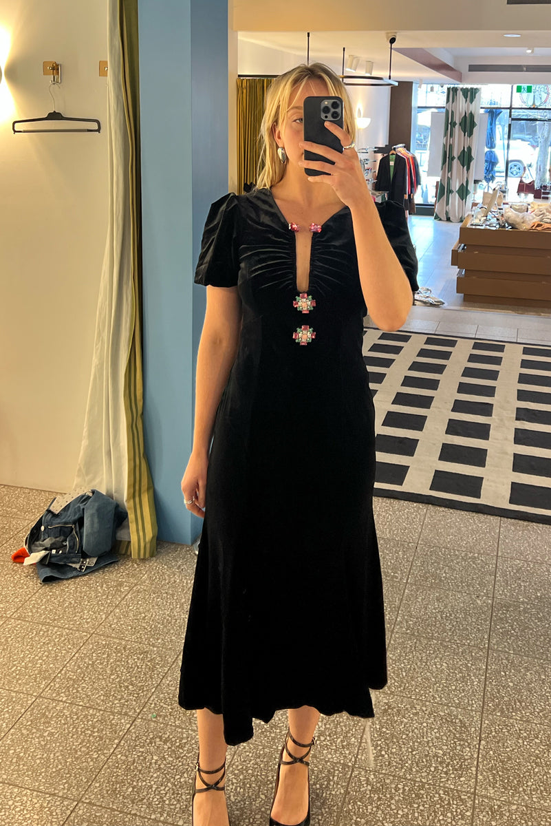 Velvet Embellished Midi Dress Black Filly s Stable