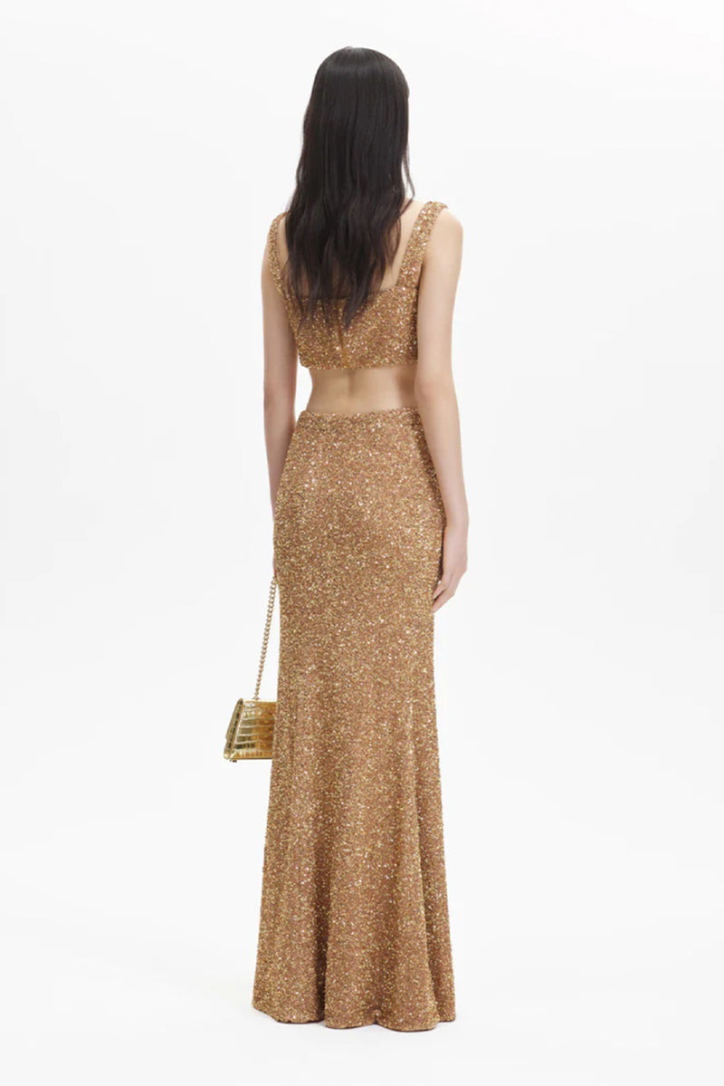 Sequin Maxi Skirt - Gold