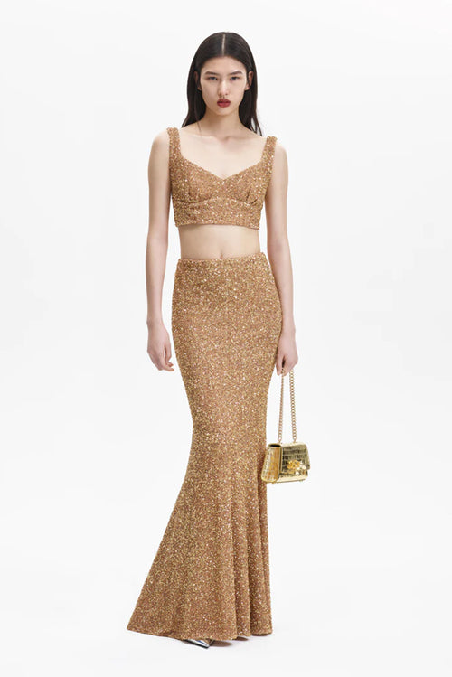 Sequin Maxi Skirt - Gold