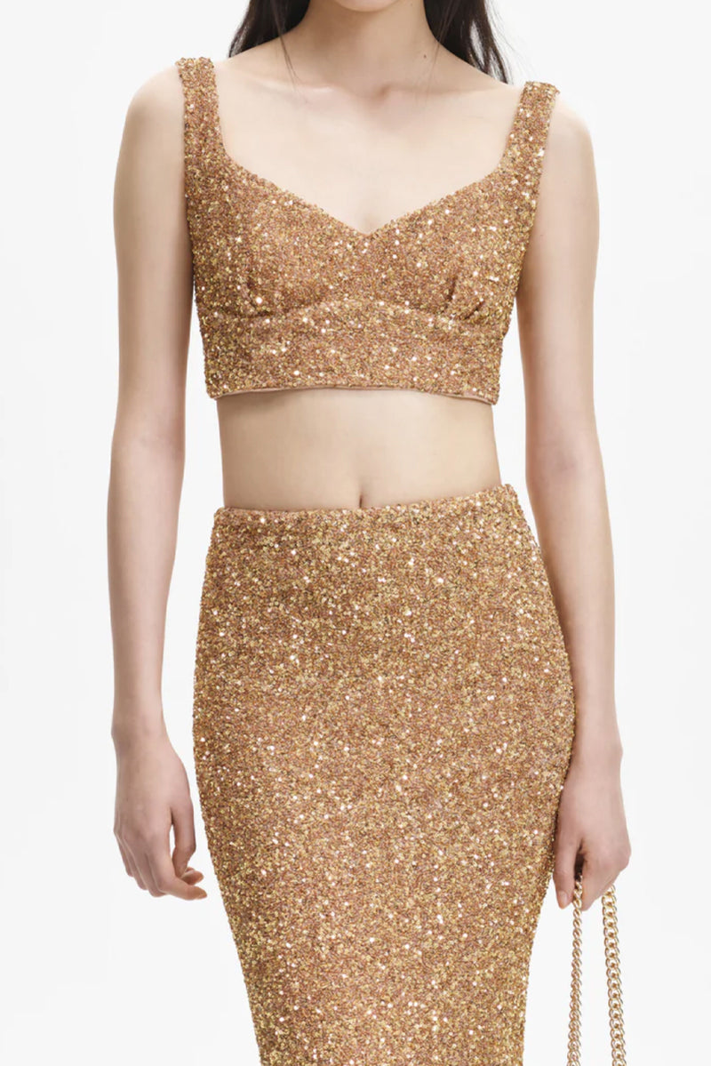 Sequin Maxi Skirt - Gold