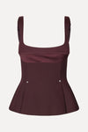 Double Sided Crepe Fitted Waist Top - Aubergine