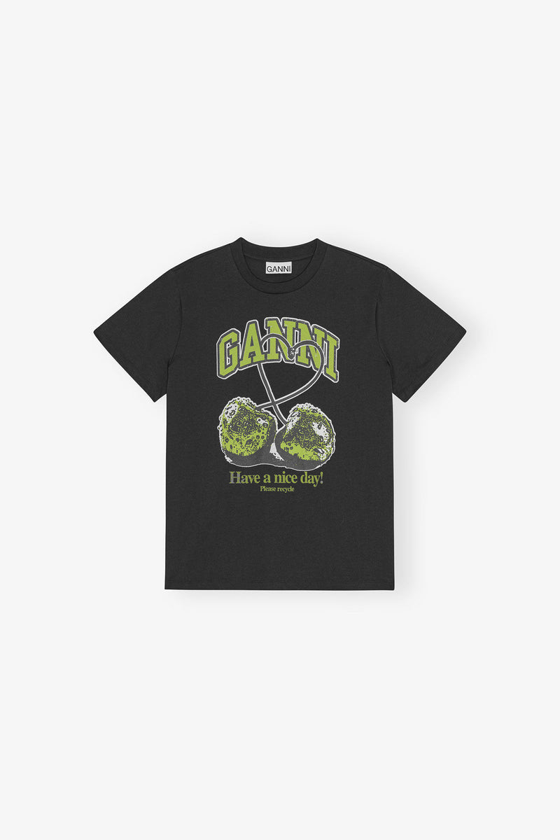 Basic Jersey Green Cherry Relaxed T Shirt - Phantom