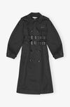 Bonded Cotton Trench Coat - Black