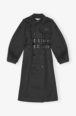 Bonded Cotton Trench Coat - Black
