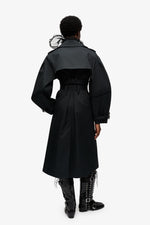 Bonded Cotton Trench Coat - Black