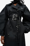 Bonded Cotton Trench Coat - Black