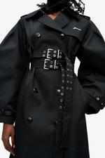 Bonded Cotton Trench Coat - Black