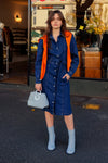 Puff Sleeve Dress - Dark Blue