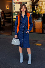 Puff Sleeve Dress - Dark Blue