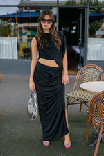 Casey Draped Maxi Skirt - Black